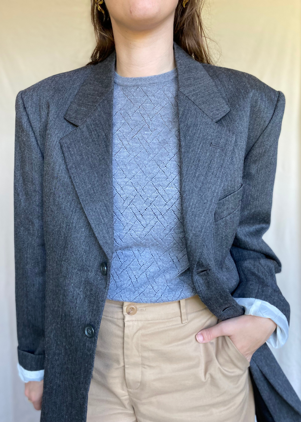 Klassieke grijze blazer - maat L/XL