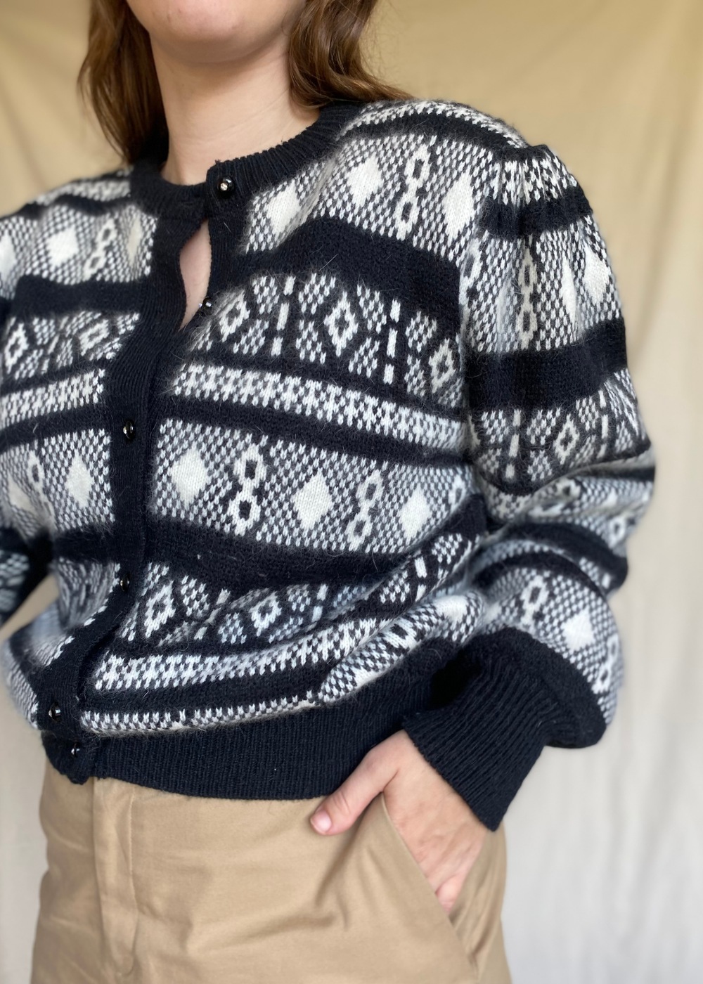 Zwart/wit vest met pofmouw - maat L/XL