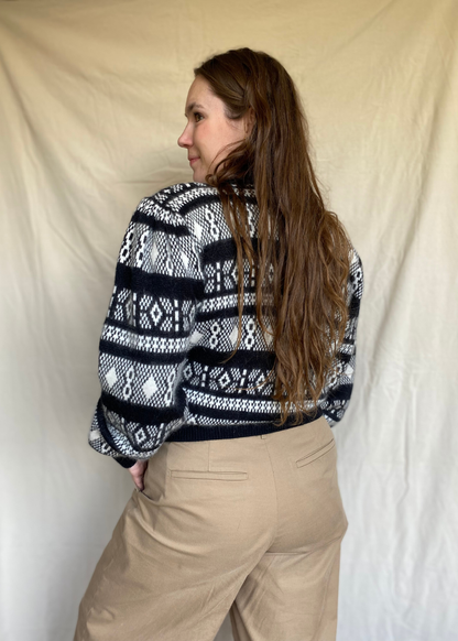 Zwart/wit vest met pofmouw - maat L/XL