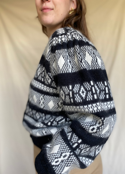 Zwart/wit vest met pofmouw - maat L/XL