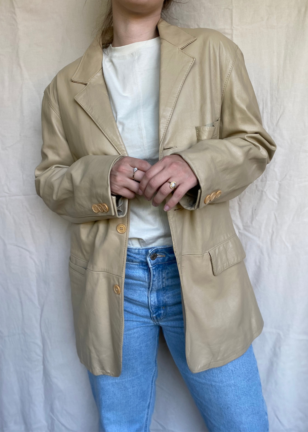 Licht beige dames jas - maat L/XL