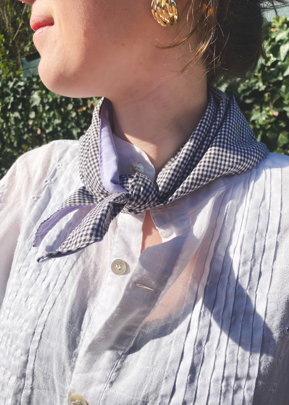 Geruit/lila katoenen sjaal