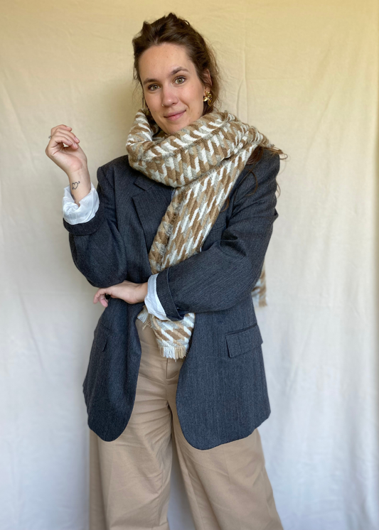 Beige,bruin en grijze sjaal