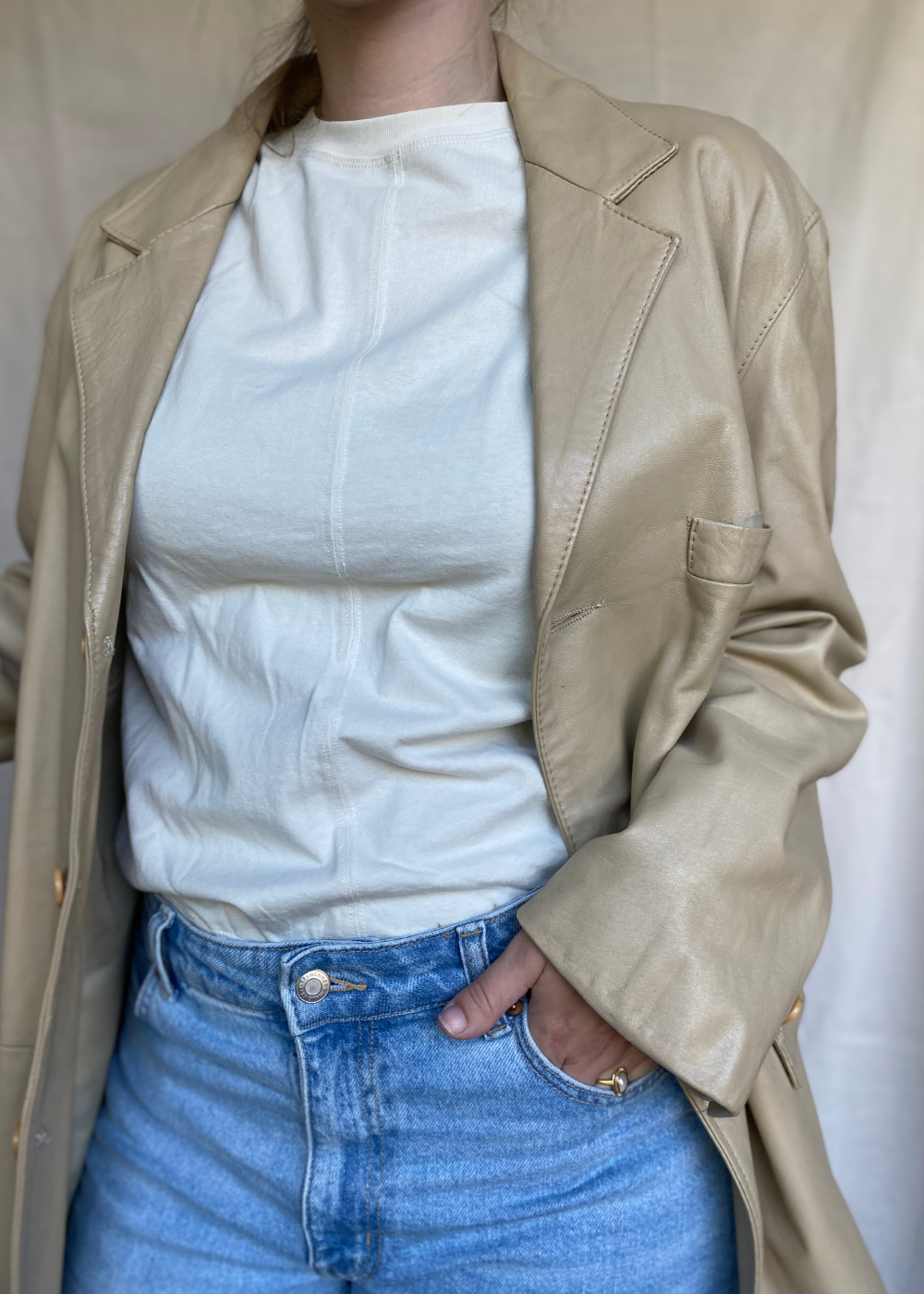 Licht beige dames jas - maat L/XL