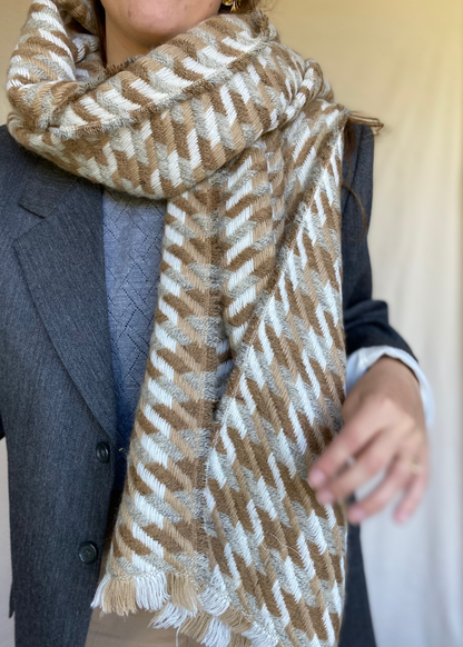 Beige,bruin en grijze sjaal