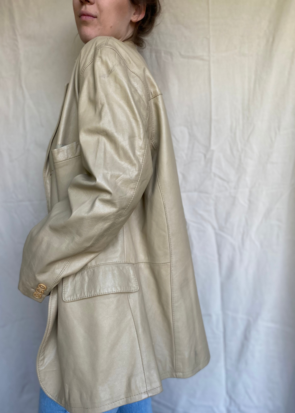 Licht beige dames jas - maat L/XL