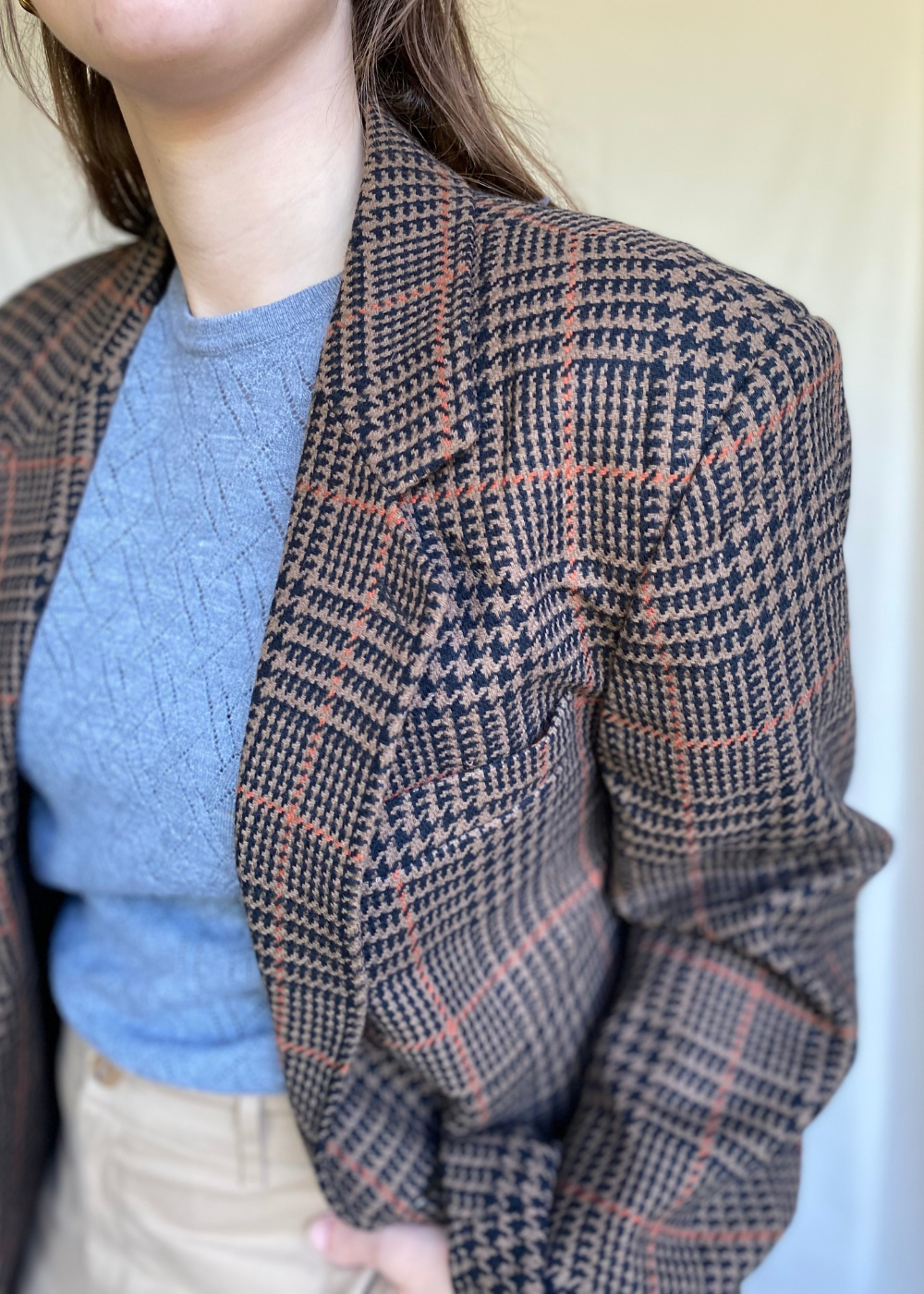 Bruin geruiten blazer - maat L/XL