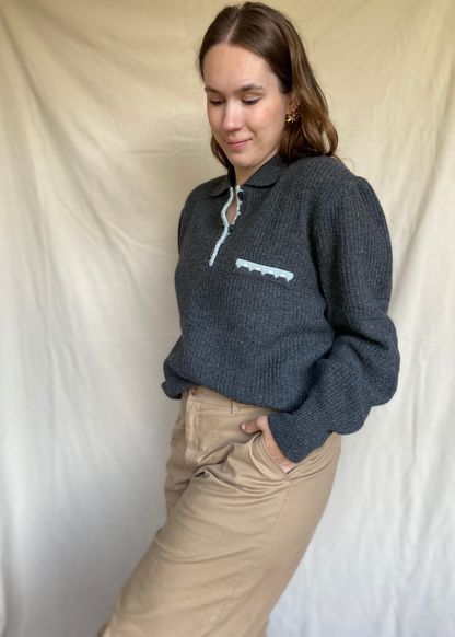 Grijze polo sweater - maat L/XL