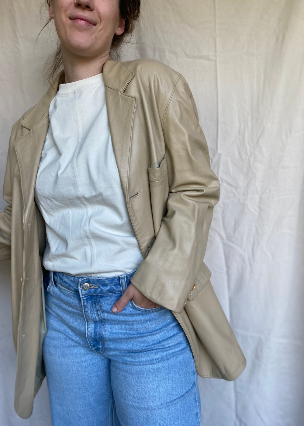 Licht beige dames jas - maat L/XL