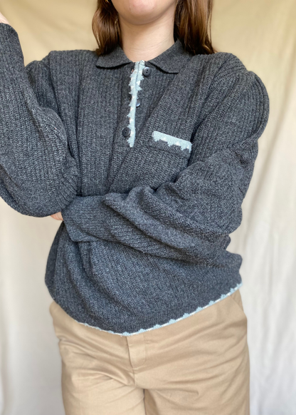 Grijze polo sweater - maat L/XL