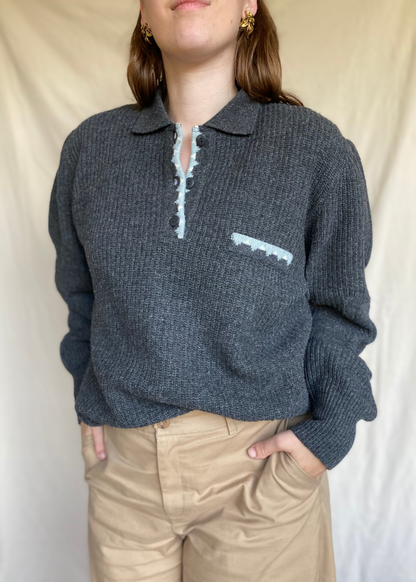 Grijze polo sweater - maat L/XL