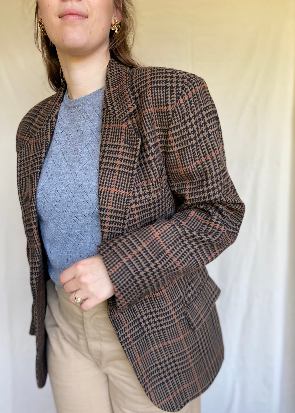 Bruin geruiten blazer - maat L/XL