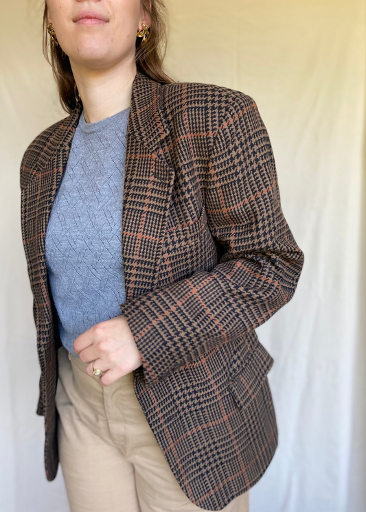 Bruin geruiten blazer - maat L/XL
