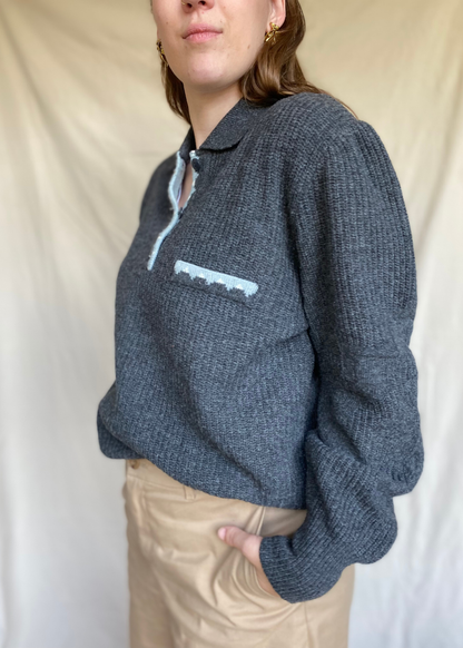 Grijze polo sweater - maat L/XL