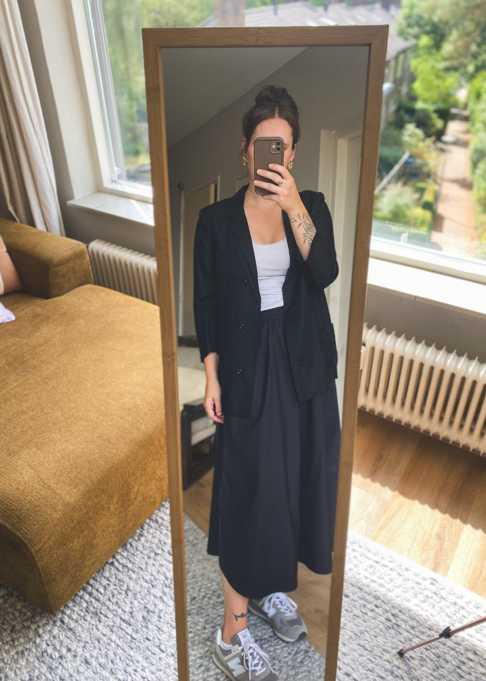 Zwart katoen-linnen blazer - maat S/M