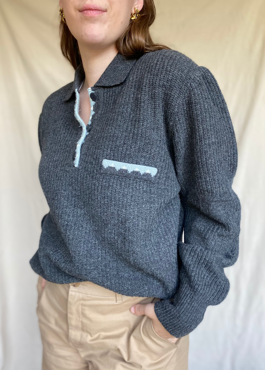 Grijze polo sweater - maat L/XL
