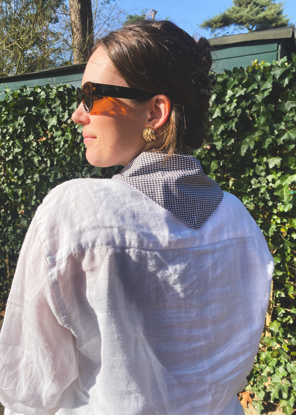 Geruit/lila katoenen sjaal