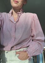 Gestreepte blouse met ruffels - maat S/M