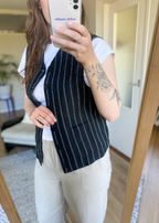Linnen/viscose zwart gilet - maat L/XL