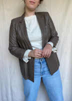 Taupe leren jas - maat S/M