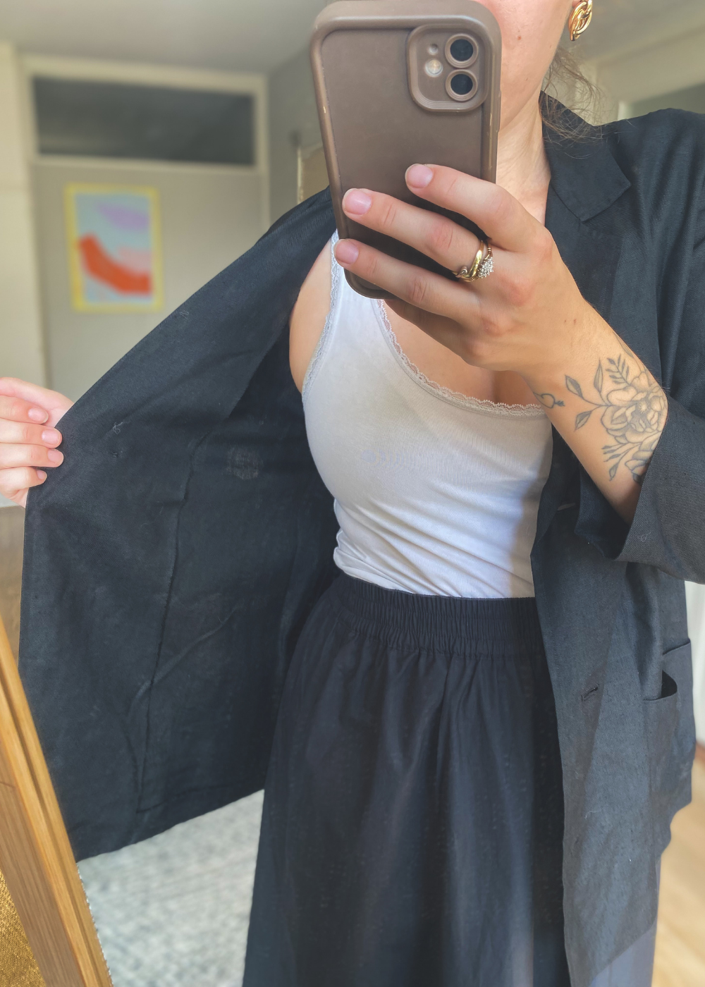 Zwart katoen-linnen blazer - maat S/M