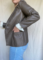 Taupe leren jas - maat S/M