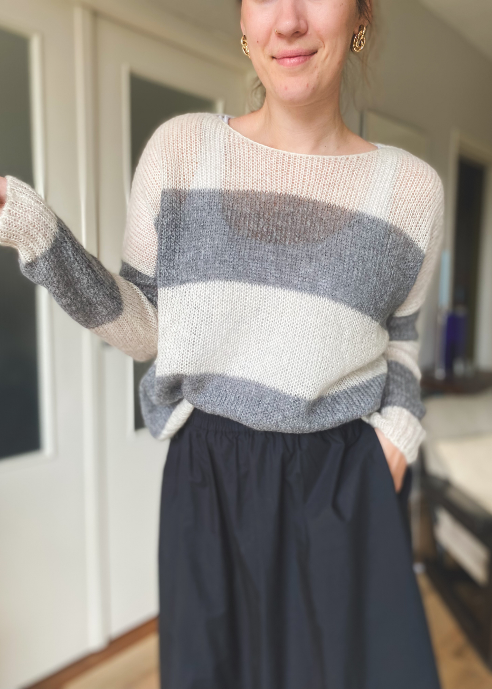 Gestreepte mohair mix - maat S/M