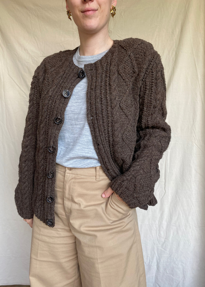 100% wol bruin gebreid vest - maat