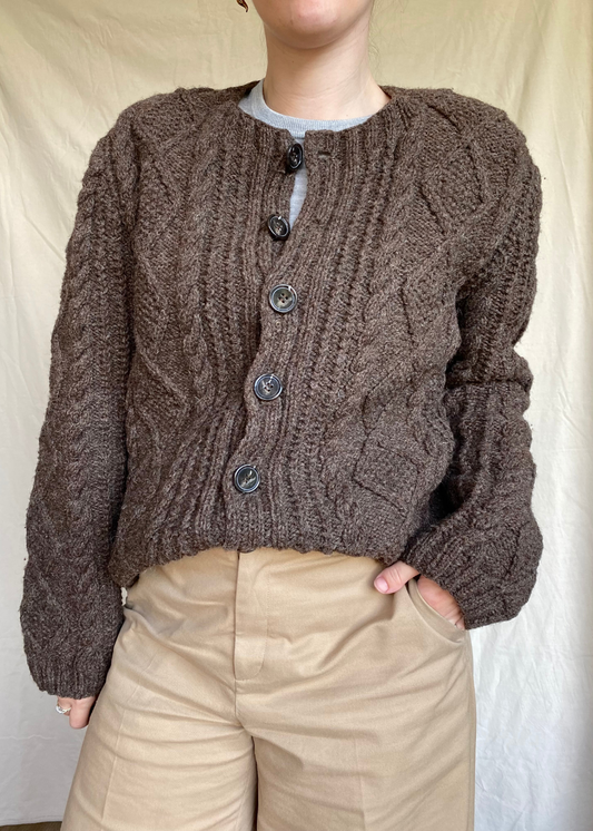 100% wol bruin gebreid vest - maat