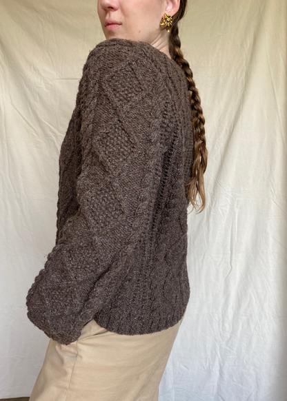 100% wol bruin gebreid vest - maat