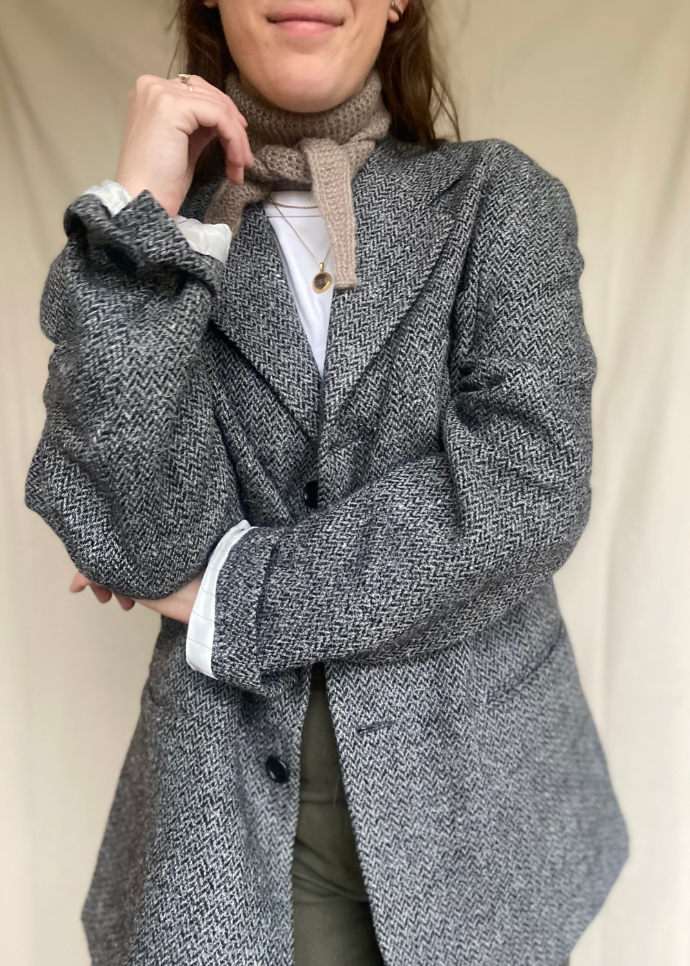 Grijze wollen blazer - maat L/XL