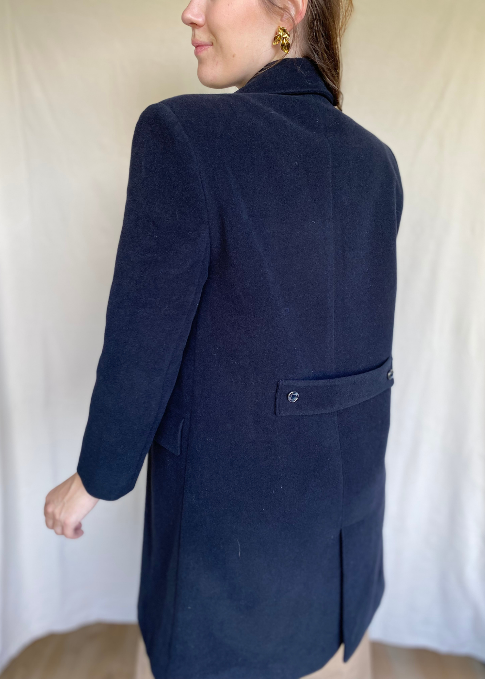 Donkerblauwe wollen jas - maat S/M