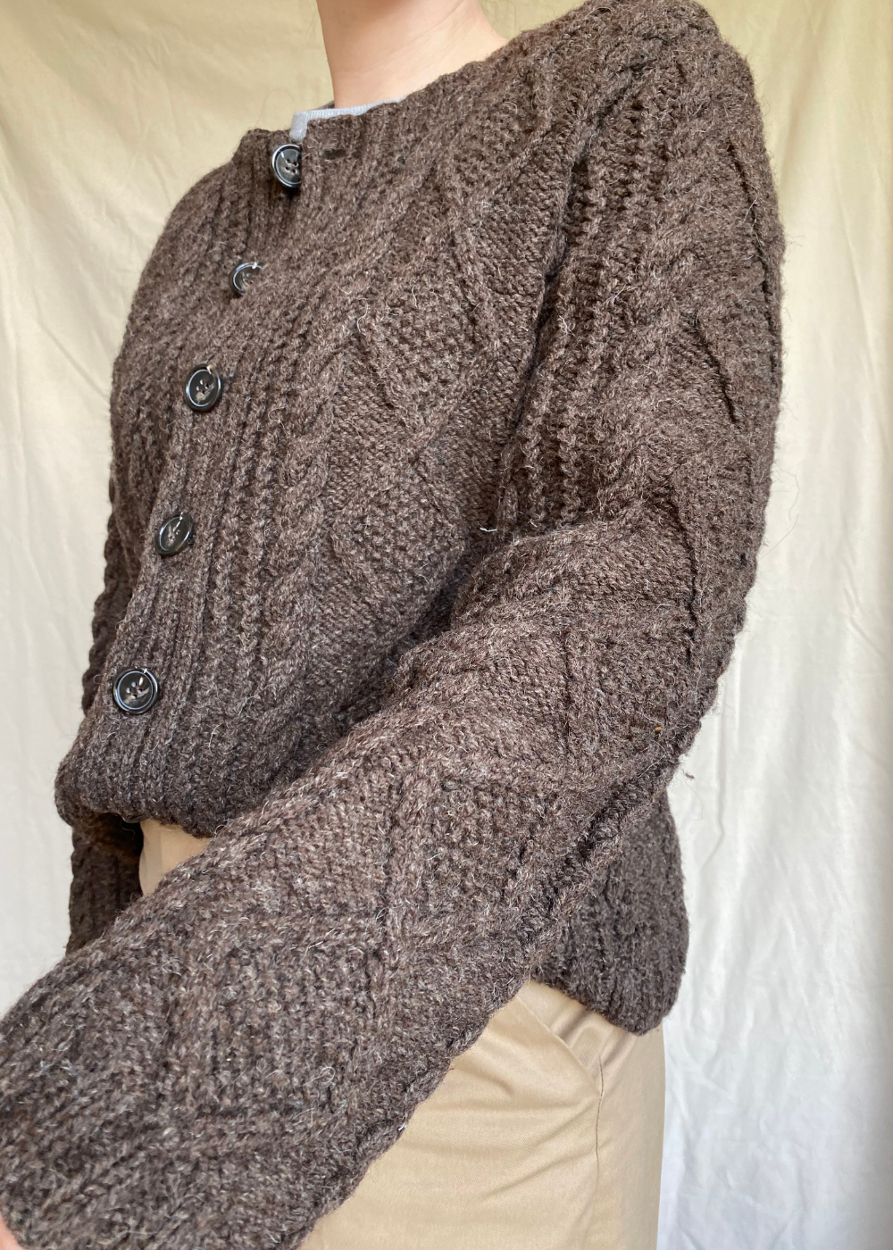 100% wol bruin gebreid vest - maat