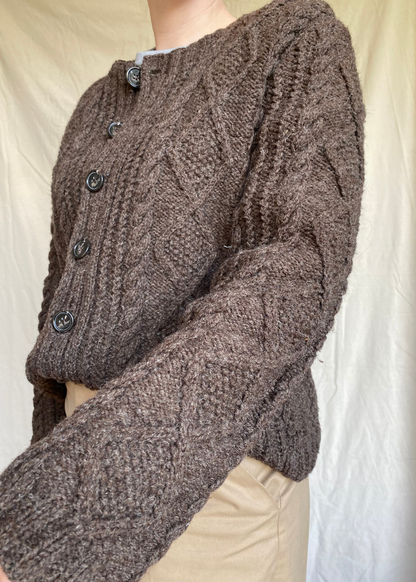 100% wol bruin gebreid vest - maat