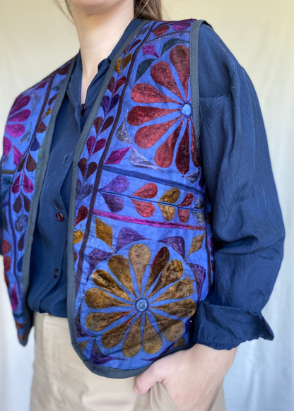 Geborduurde bloemen gilet - maat S tot XL