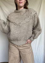 Beige handgebreide trui - maat L