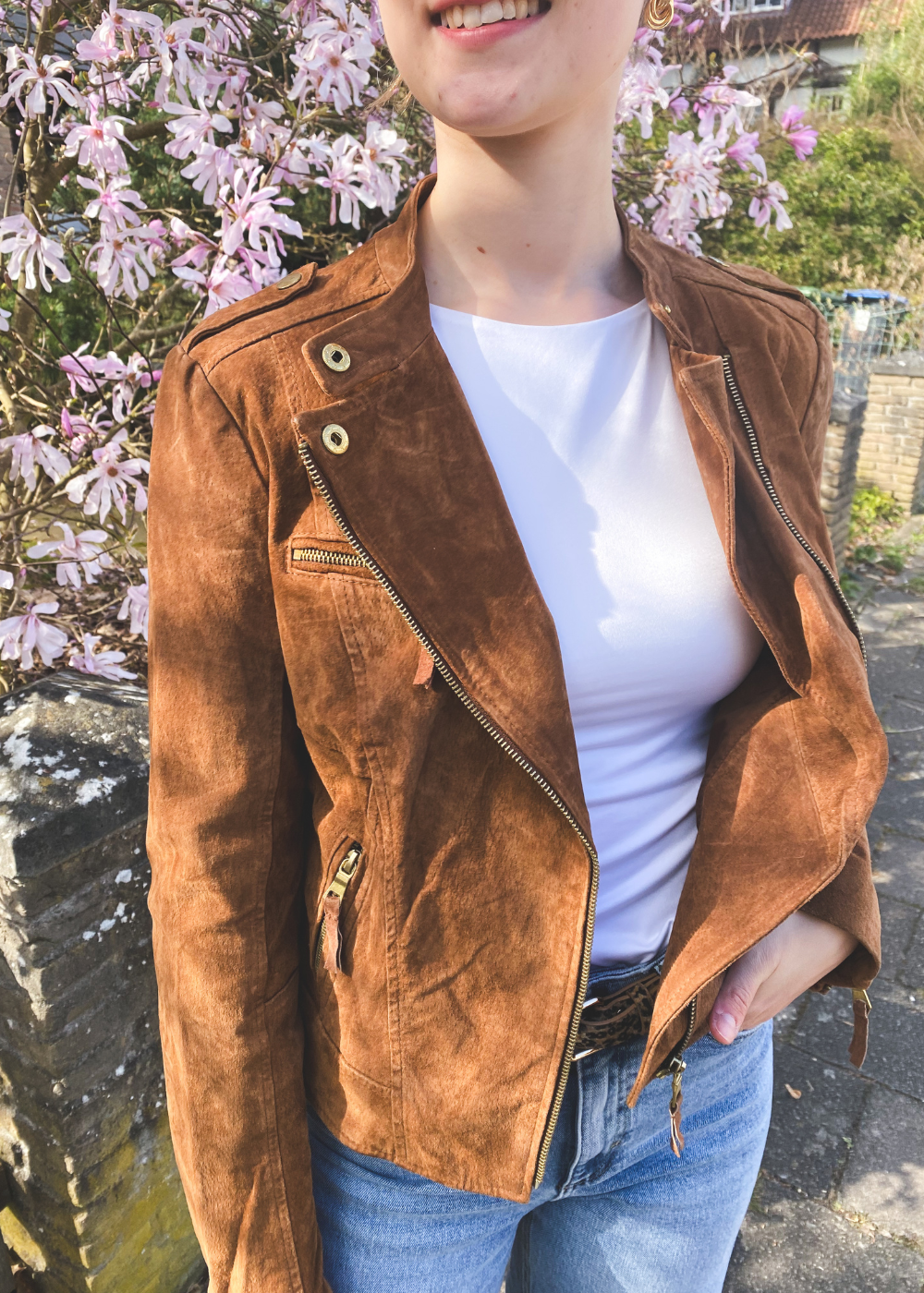 Suede leren jas - maat S/M