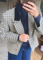 Blauw geruiten blazer - maat L