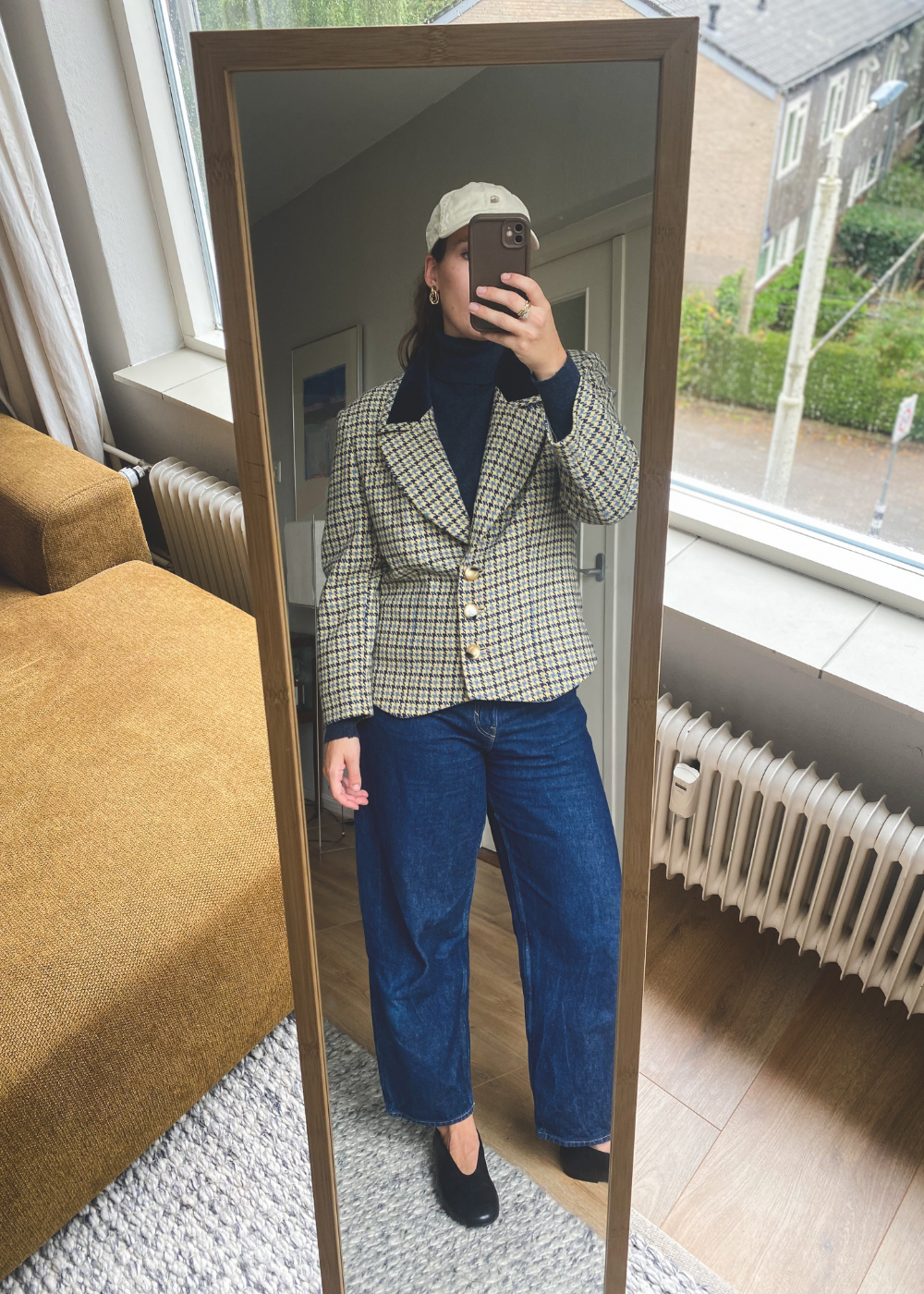 Blauw geruiten blazer - maat L
