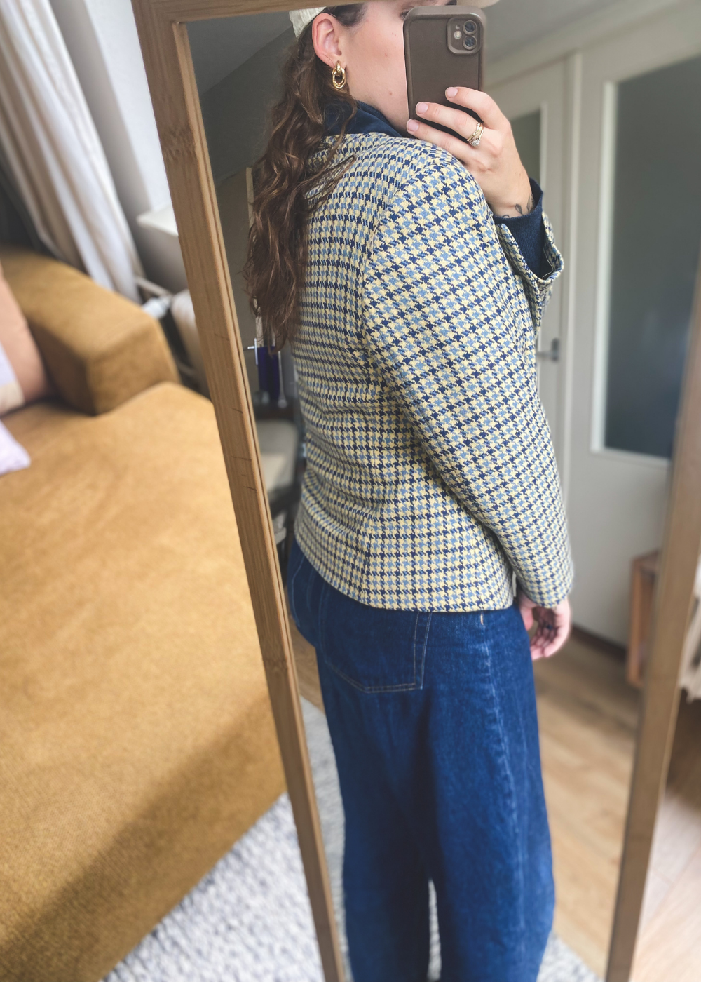Blauw geruiten blazer - maat L