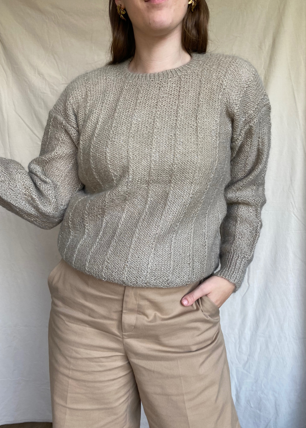 Beige mohair trui - maat M/L