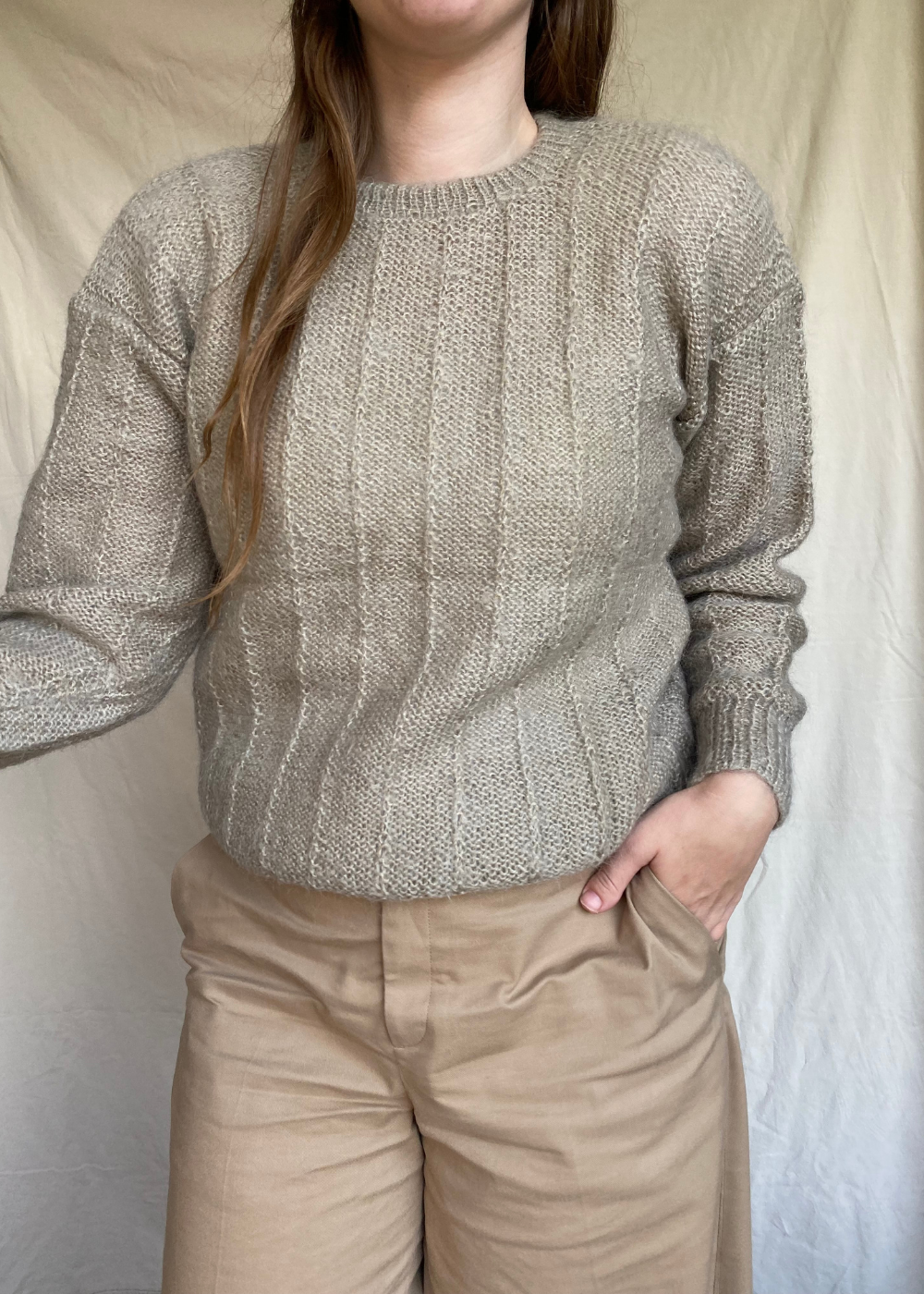 Beige mohair trui - maat M/L