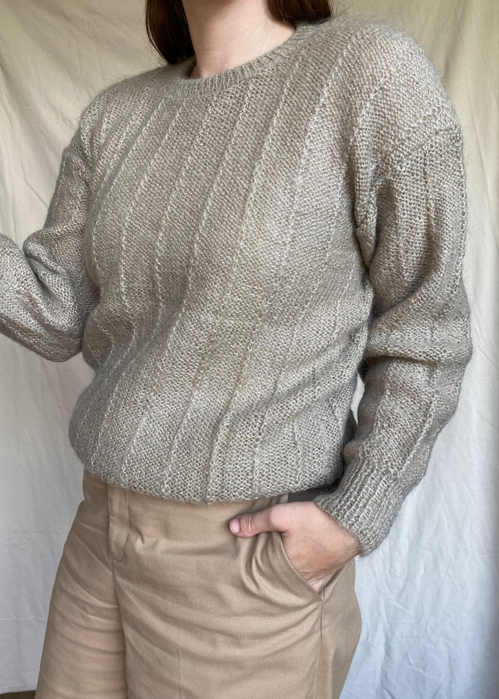 Beige mohair trui - maat M/L