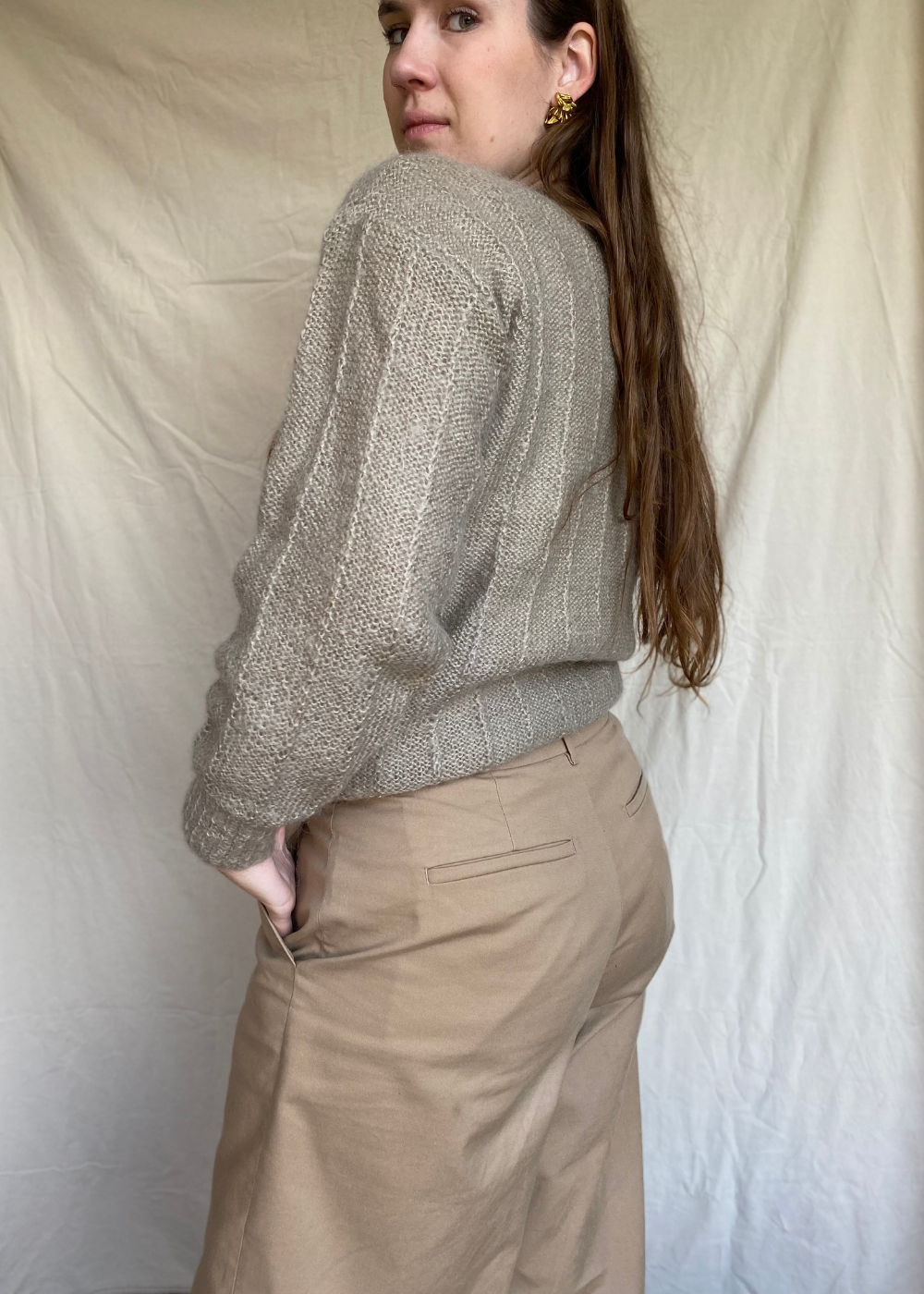 Beige mohair trui - maat M/L