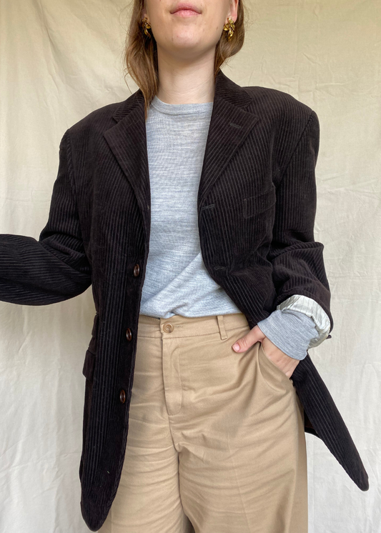 Bruine ribstof blazer - maat L/XL