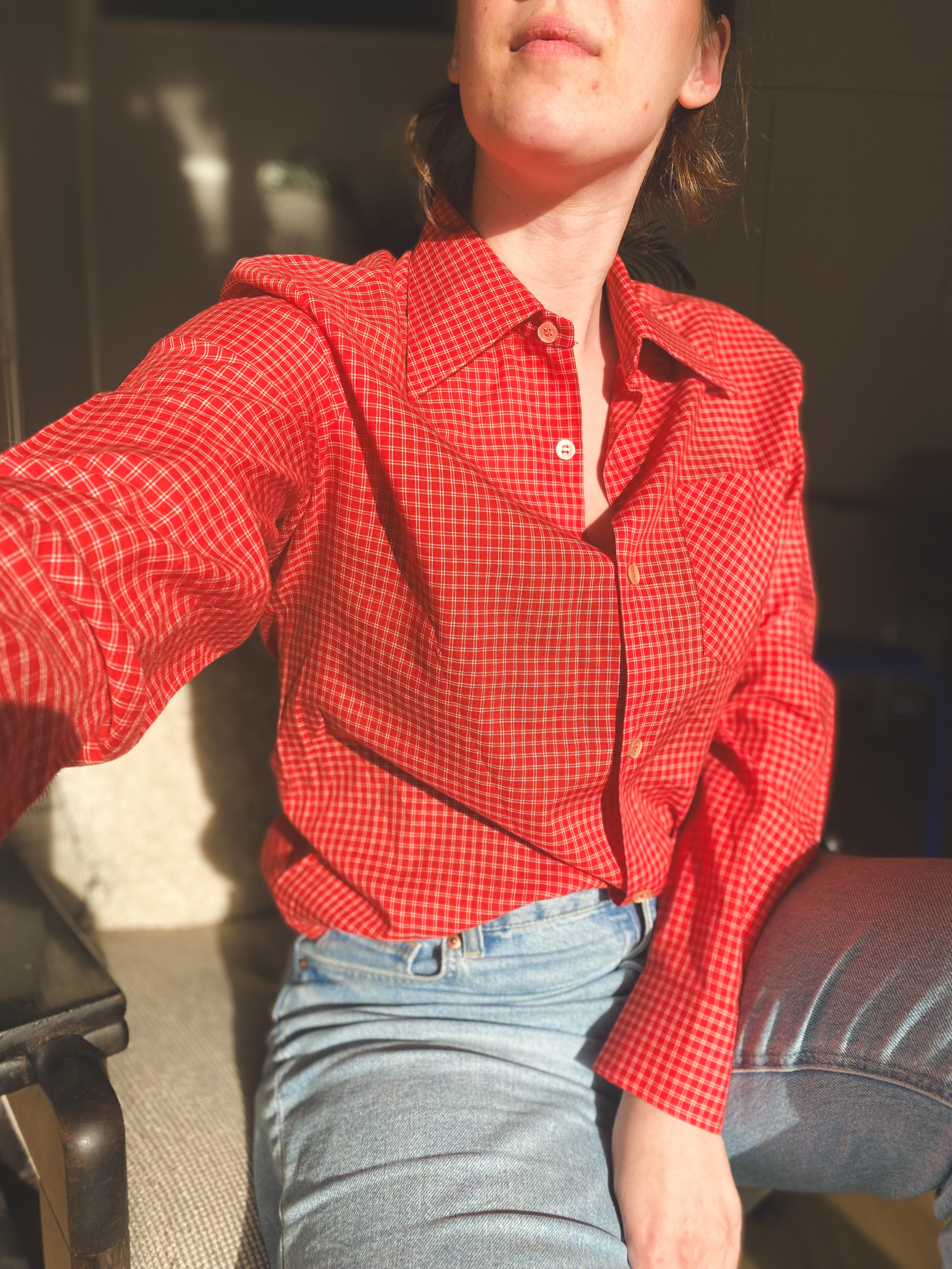 Rood geruiten blouse - maat S/M