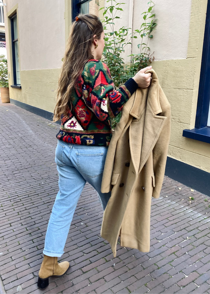 Beige wool coat - maat M/L