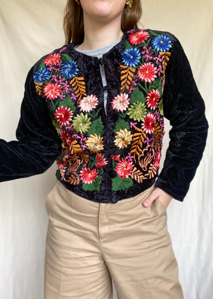 Fluweel cropped jasje - maat S/M