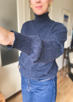 Donkerblauwe lamswollen koltrui - maat L