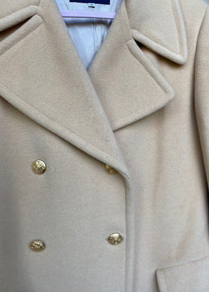 Butteryellow/beige woolcoat - maat M